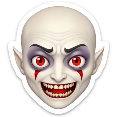 Nam 50 tuổi, mắt đỏ, da trắng, tóc ngắn, có răng nanh, mặt đáng sợ như ma cà rồng sticker