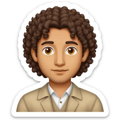 An indian guy with medium curly hair. sticker