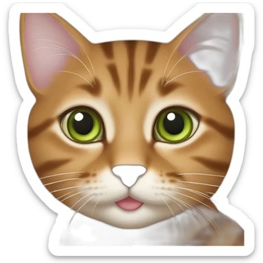 Marron tabby cat Green eyes, beige mouth sticker