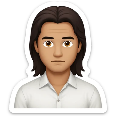 Pana Hema Taylor, male actor (b.1989) with tan skin, dark brown long hair sticker