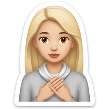 Girl with her hands around her neck sticker