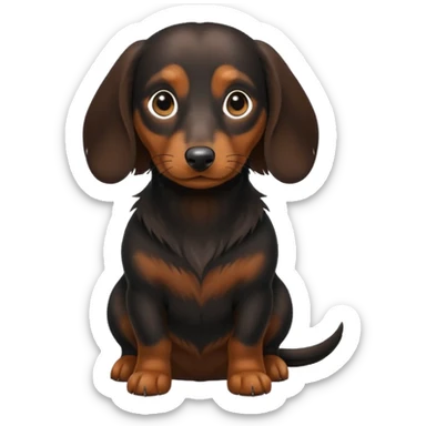 Black and brown long haired dachshund taking a dump sticker
