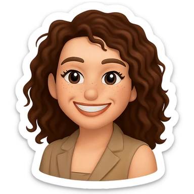 turn the second man in emoji style of the 1st image, match the facial features and match dressing style of the 2nd image, she is having open shoulders  sticker