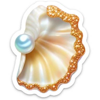 Lisa Frank sparkle open sea shell with pearl  sticker