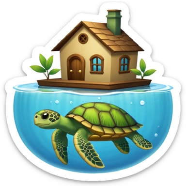 pet turtle in water house sticker