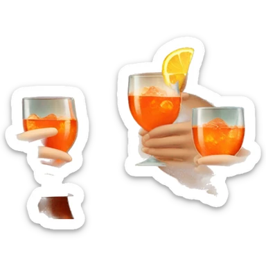 Three beautiful mermaids (one blond, one brown and one red hair) drinking aperol sticker
