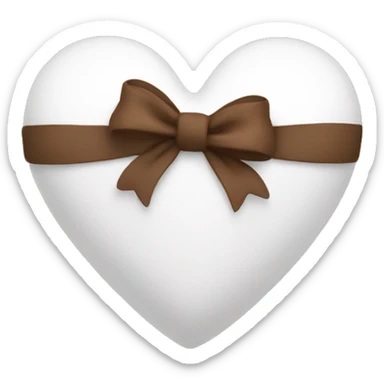 White heart with a brown bow sticker
