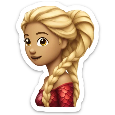 Pretty detailed mermaid with red tail and blonde ponytail  sticker