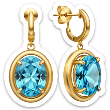 Gemstone realistic ultra detailed 3D gold earrings
 sticker