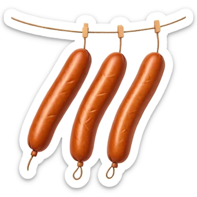Three sausages on a string.
Apple emoji style sticker