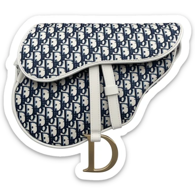 white dior printed saddle bag sticker
