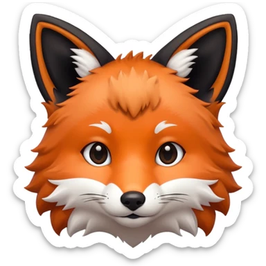 une tête de renard trop kawaii avec des poils noirs à la place des poils blancs sticker