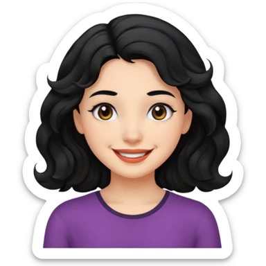 chica con pelo  negro y hasta los ho,bros  ondulada y ojos negros sticker