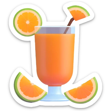 coffee carajillo drink with liquor in a glass with a slice of orange cantaloupe melon on the side sticker