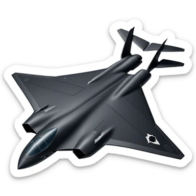 B-2 Spirit bomber - Northrop B-2 (Model Year: 2021) (Iconic colour: Stealth black) - A sleek, stealth bomber with smooth, angular contours and a matte jet-black finish. Emphasize a futuristic, minimalist design with a seamless fuselage, low-profile wings, and an overall intimidating stealth aesthetic. sticker