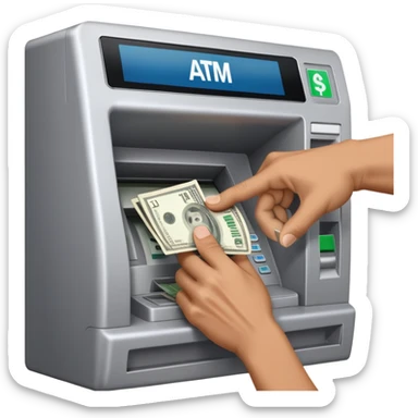 scammer's hand pulling money from ATM sticker