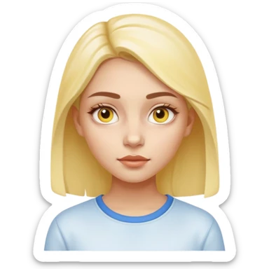 Generate a high-quality iPhone-style emoji of a girl with a small amount of yellow eye cream applied under the eyes, realistic shading, smooth gradient colors, subtle facial expression, simple white background, 3D cartoon-like style, high-resolution.


 sticker
