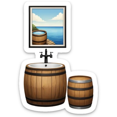 sink on a barrel bathroom sticker
