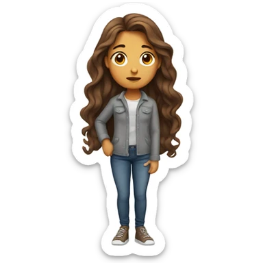 long wavy brown-hair white girl with idea sticker