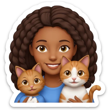 cat with black girl owner smiling sticker