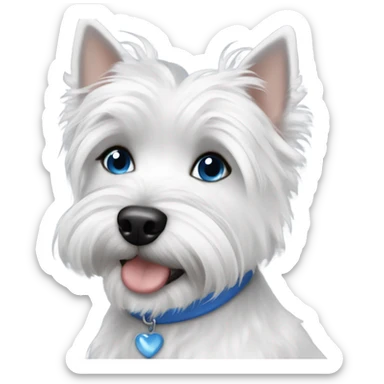 Lady short gray hair with blue eye 3 westie dogs sticker