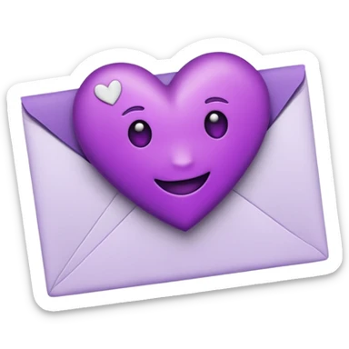 IOS's love letter emoji but with a purple heart instead of a red heart sticker