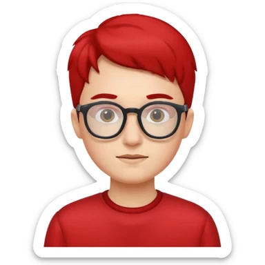 red clothed person with eyeglass sticker