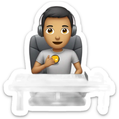 persona sentado en una computadora sticker