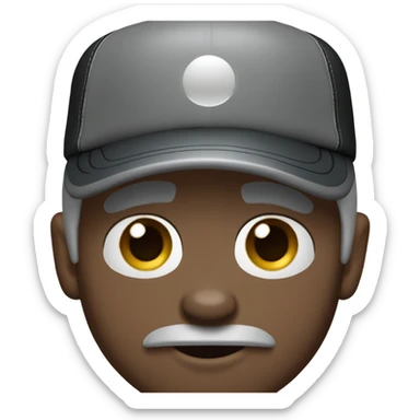 Man with blue eyes gray hair gray goatee wearing ball cap holding black long haired chihuahua sticker