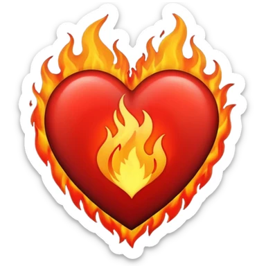 Black and red heart on fire sticker
