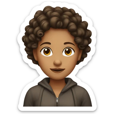 Tan girl with dark brown curly hair sticker