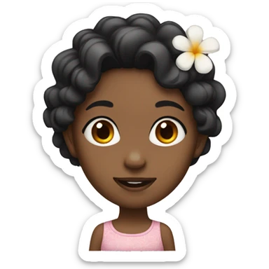 Girl with flower on the ears and has Wavy black hair sticker