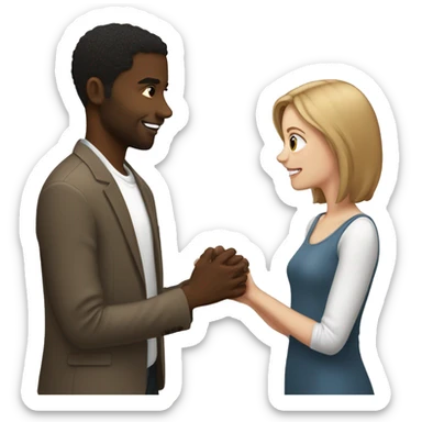 ABlack guy with medium short hair proposing to a white girl with brown hair   sticker