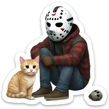 Jason voorhees playing with his cat sticker
