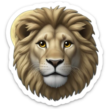 un lion sur la lune sticker
