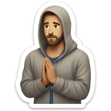 Handsome man with brown hairs and 3 days beard wearing a hoodie as he is praying sticker
