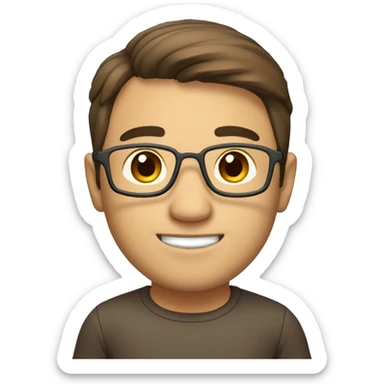 developer with labtop, asian, 2:8 parting brown hair, smiling eyes sticker