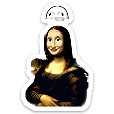 Mona Lisa holds a communist symbol sticker