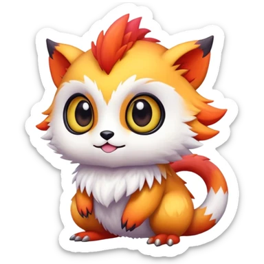 Randomly-colored exotic colorful chibi Fakémon-creature sticker