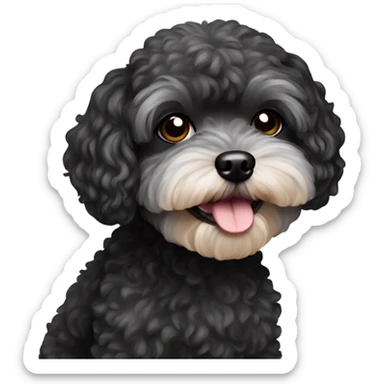 ugly black small maltipoo dog sticker
