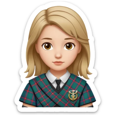 female with scottish attire and dark blonde hair sticker