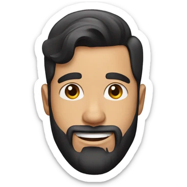 happy bearded man with black hair high fade combover sticker