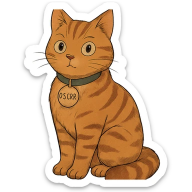 Ghibli style Oscar the cat sticker