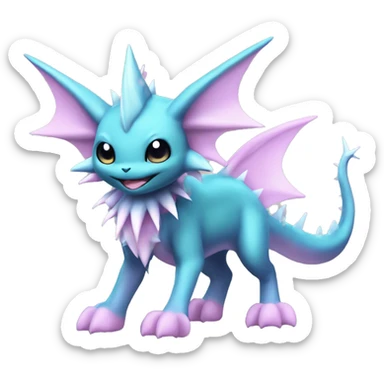 Pink Edgy Ethereal Vaporeon dragon With Fins and spikes full body sticker