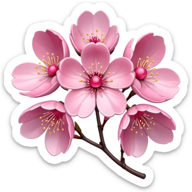 Stylized pink glitter cherry blossom flower (sakura) sticker
