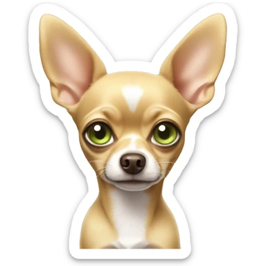 Tan chihuahua with light green eyes and big ears sticker