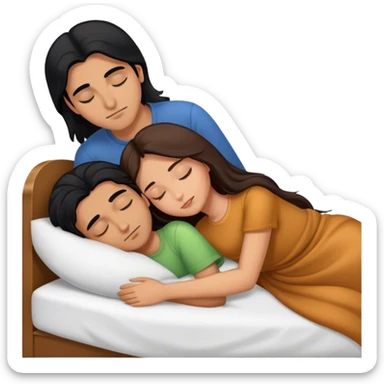 Caramel color latino Guy with long black hair sleeping with brown hair girl sticker