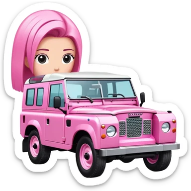 Pink Land Rover with HAIRDRESSER written on side  sticker