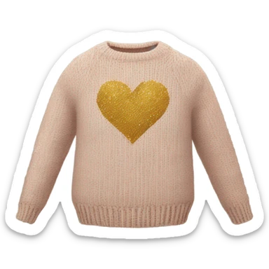 Knit sweater with golden heart glittery design sticker