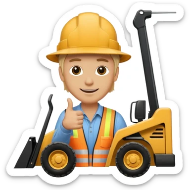 Blonde guy in a skid steer giving a thumbs up sticker
